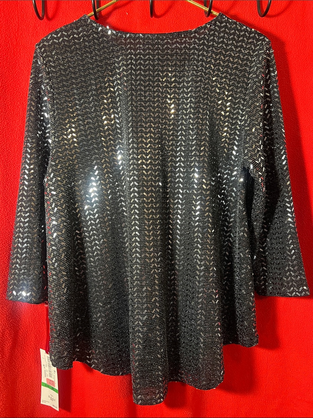 Ruby Rd. Black Sequin Long-Sleeve Blouse - Picture 6 of 8